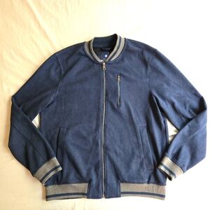 Ben Sherman Navy Faux Suede Bomber Jacket - Retro Style sz M